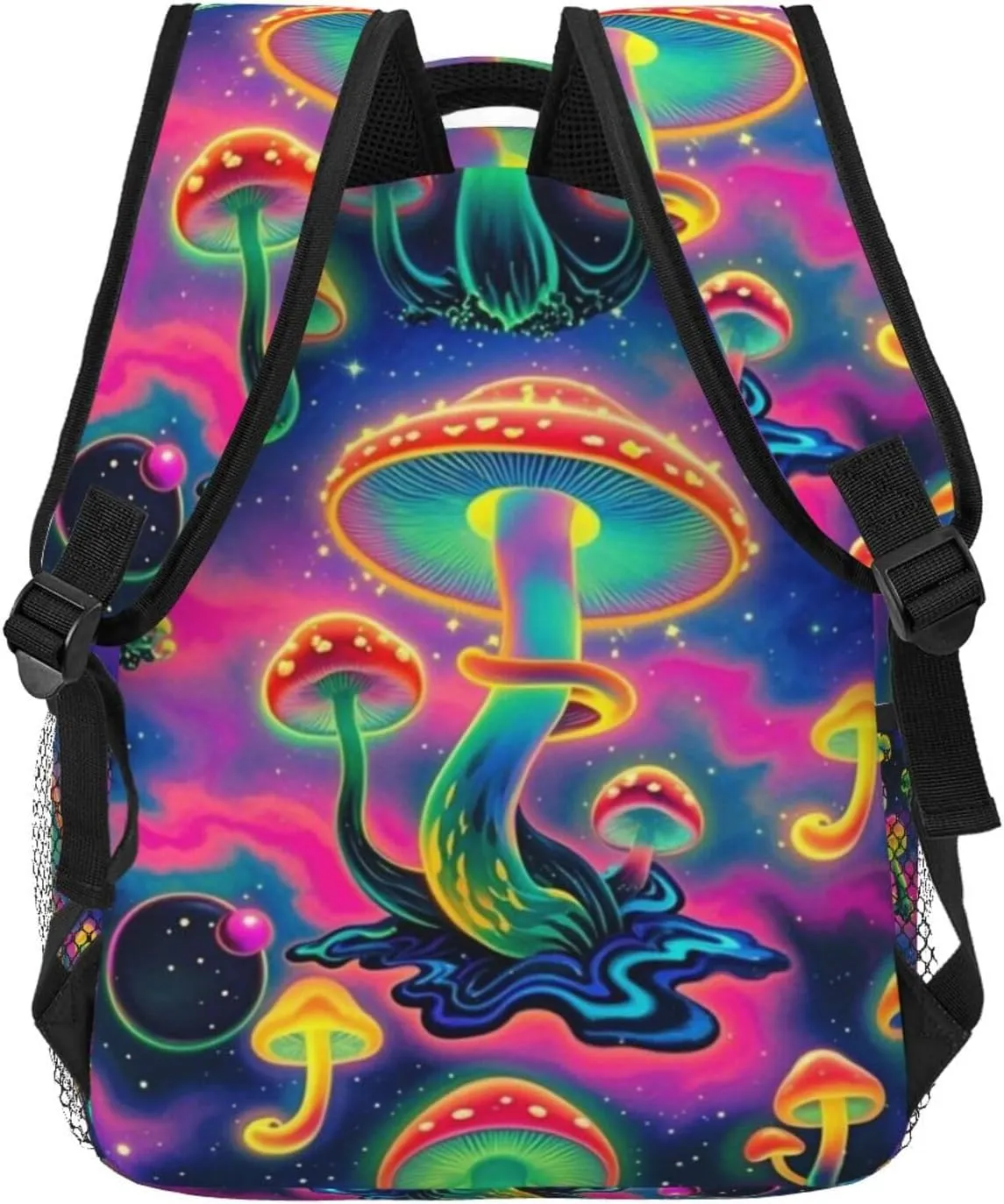 Psychedelic Starry Sky Mushroom Adult Backpacks 15 Inch Laptop Backpack Double Shoulder Bag for Work Travel Gifts