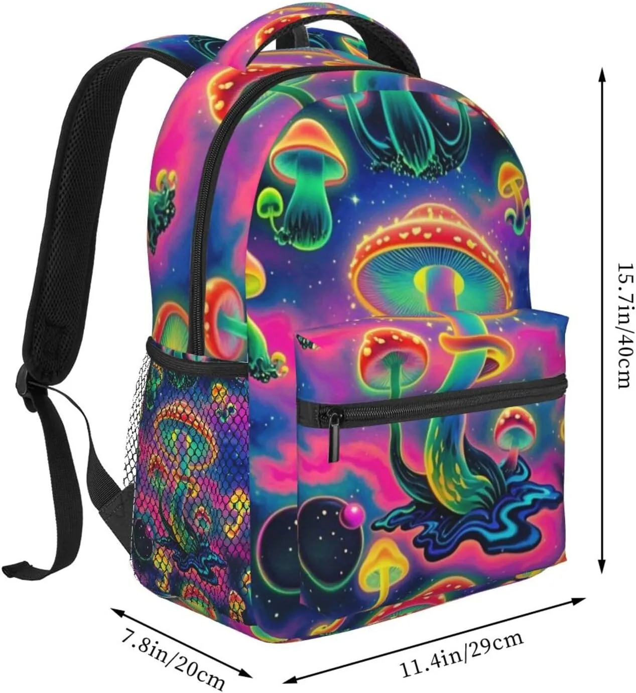 Psychedelic Starry Sky Mushroom Adult Backpacks 15 Inch Laptop Backpack Double Shoulder Bag for Work Travel Gifts