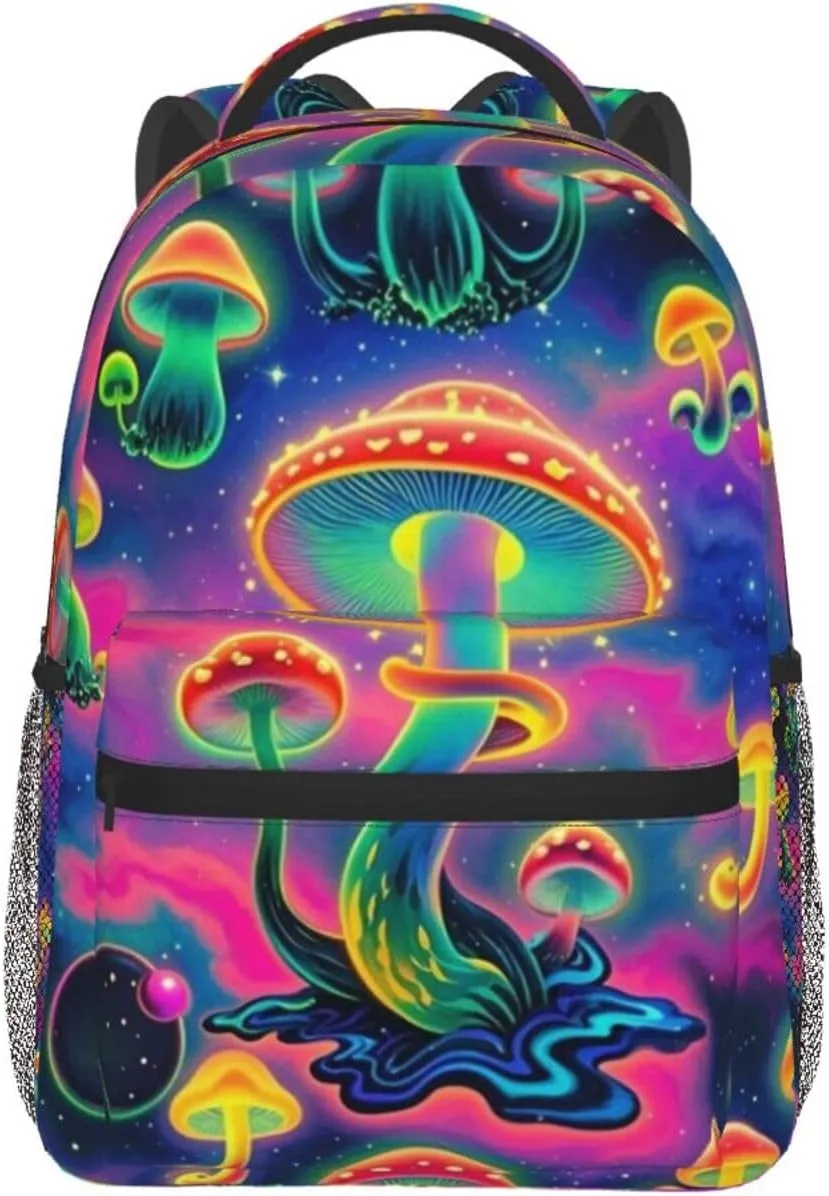 Psychedelic Starry Sky Mushroom Adult Backpacks 15 Inch Laptop Backpack Double Shoulder Bag for Work Travel Gifts
