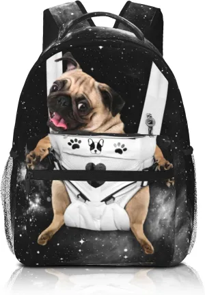 Pug Print Puppy Starry Sky Dog Backpack Cute Backpack Animal For Kids Boys Girls Students Personalized Laptop Tablet Travel School Bag With Multiple Pockets Dog16 Inch