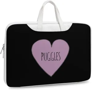 Puggle Love Leather Bag Laptop Case Slim Water Resistant Computer Bags with Handle Briefcase for Work