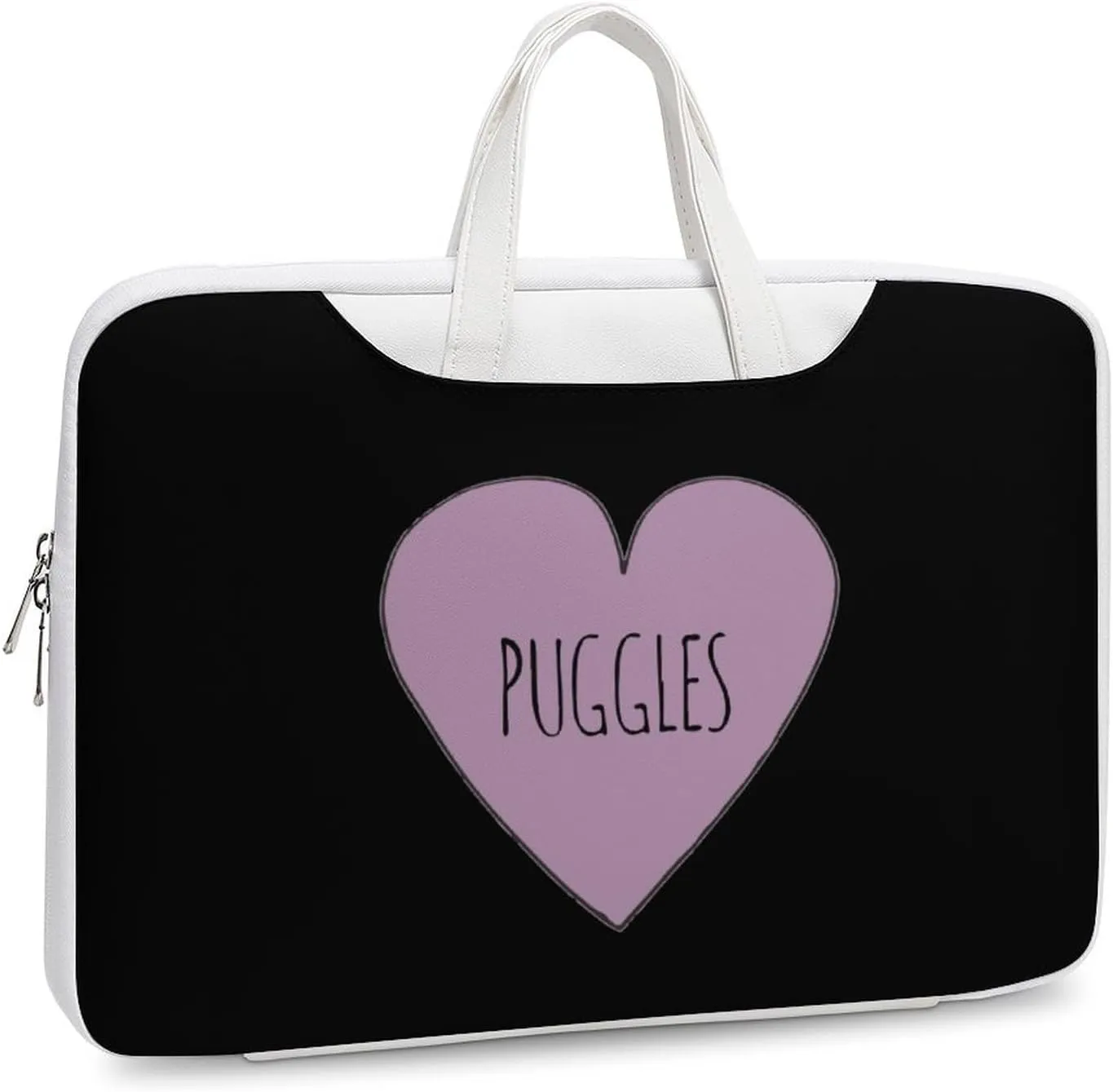 Puggle Love Leather Bag Laptop Case Slim Water Resistant Computer Bags with Handle Briefcase for Work