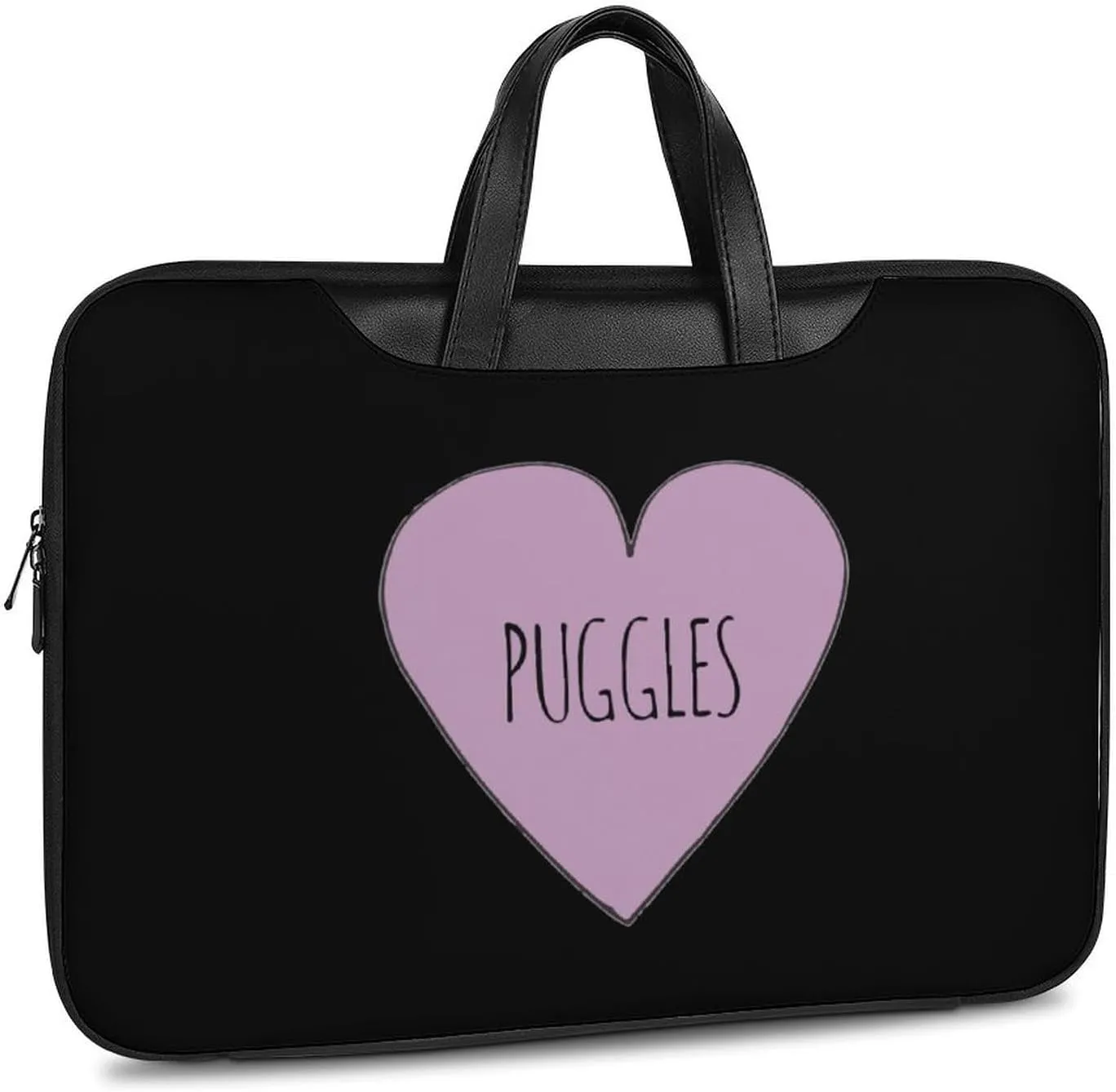 Puggle Love Leather Bag Laptop Case Slim Water Resistant Computer Bags with Handle Briefcase for Work
