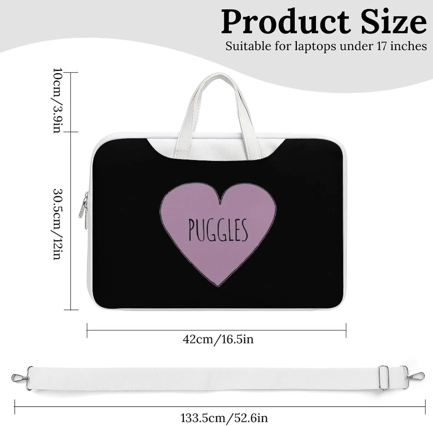 Puggle Love Leather Bag Laptop Case Slim Water Resistant Computer Bags with Handle Briefcase for Work