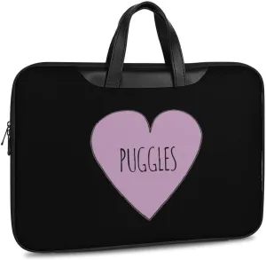 Puggle Love Leather Bag Laptop Case Slim Water Resistant Computer Bags with Handle Briefcase for Work