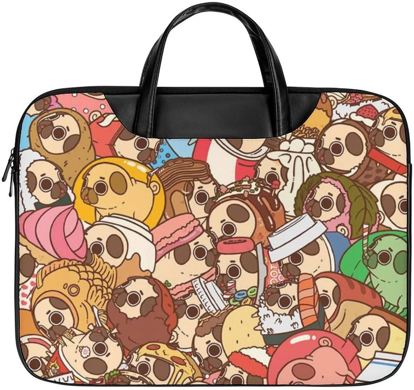 Puglie Pug Laptop Case Slim Water Resistant Computer Bag with Handle Briefcase for Work