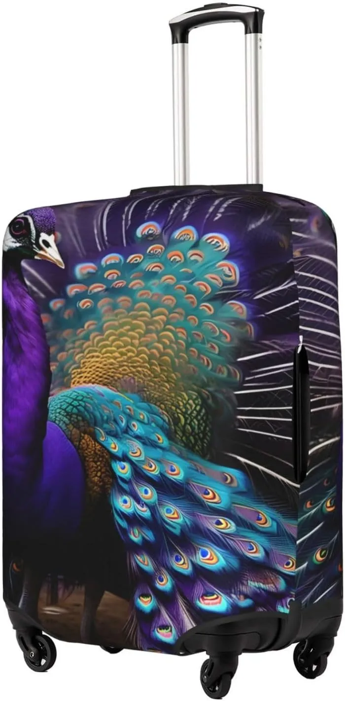 Purple Peacock Print Washable Suitcase Cover Protective Luggage Cover Anti Scratch Travel Gear Protector