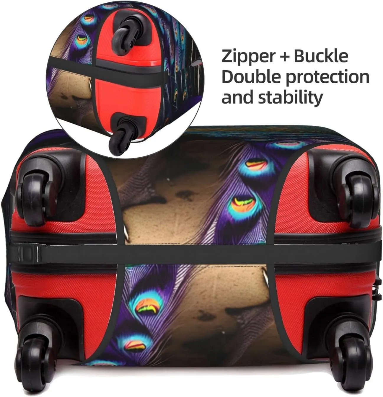 Purple Peacock Print Washable Suitcase Cover Protective Luggage Cover Anti Scratch Travel Gear Protector