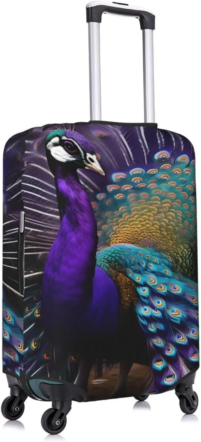 Purple Peacock Print Washable Suitcase Cover Protective Luggage Cover Anti Scratch Travel Gear Protector