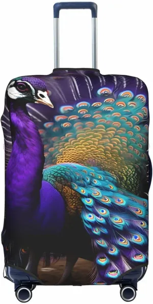 Purple Peacock Print Washable Suitcase Cover Protective Luggage Cover Anti Scratch Travel Gear Protector