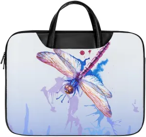 Purple Watercolor Dragonfly Laptop Case Slim Water Resistant Computer Bag with Handle Briefcase for Work