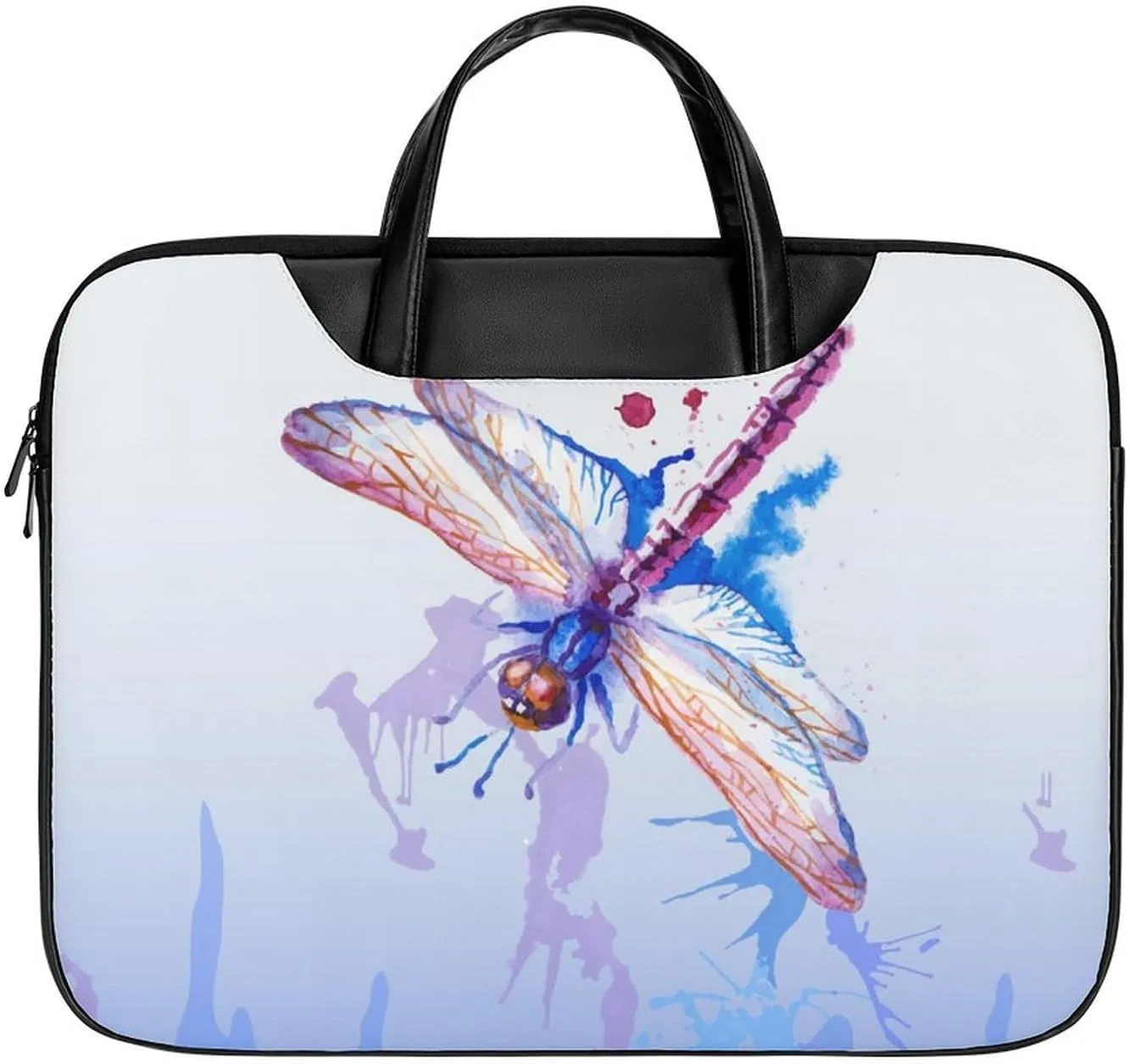 Purple Watercolor Dragonfly Laptop Case Slim Water Resistant Computer Bag with Handle Briefcase for Work