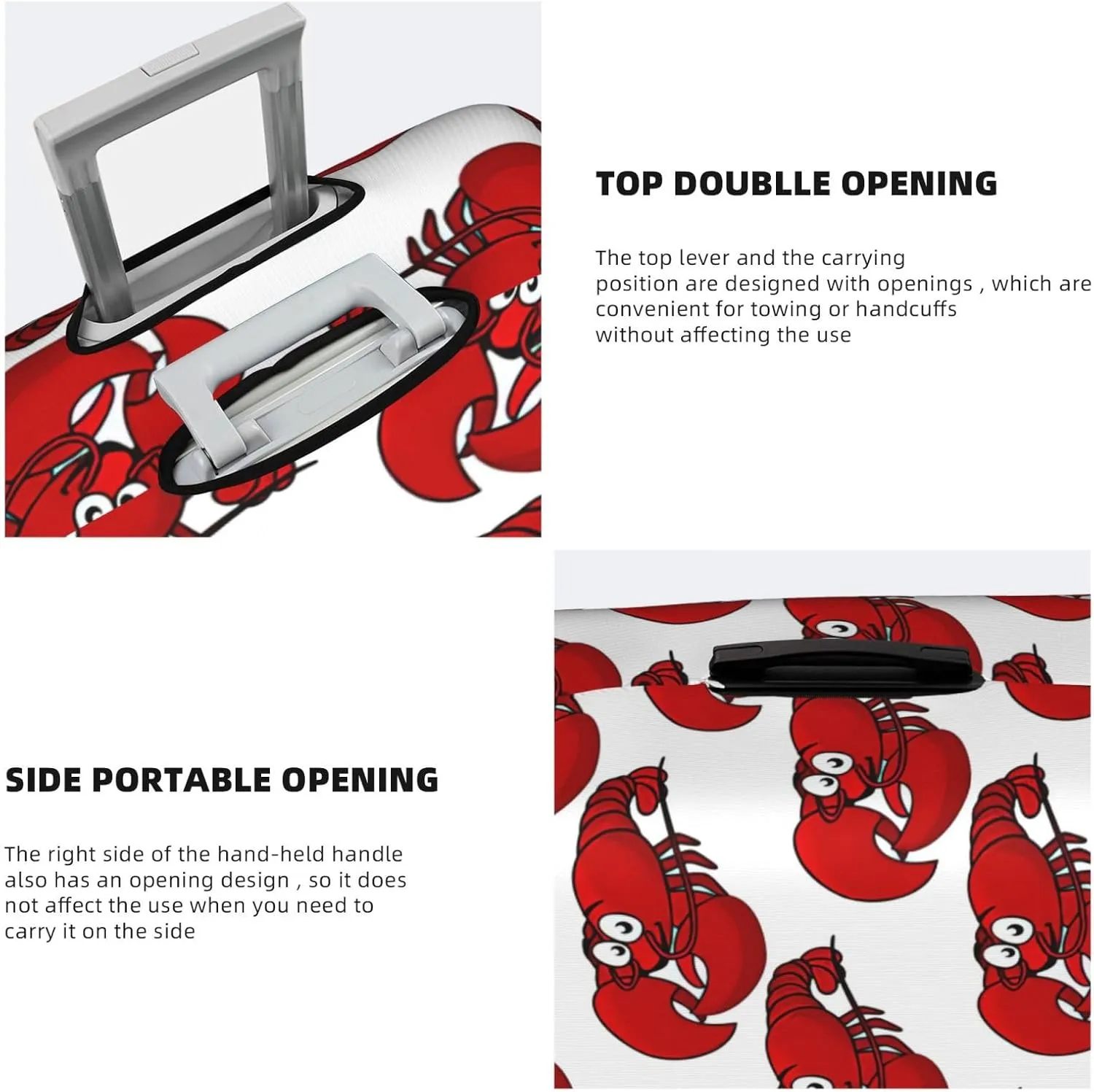 Red Lobster Print Print Washable Suitcase Cover Protective Luggage Cover Anti Scratch Travel Gear Protector