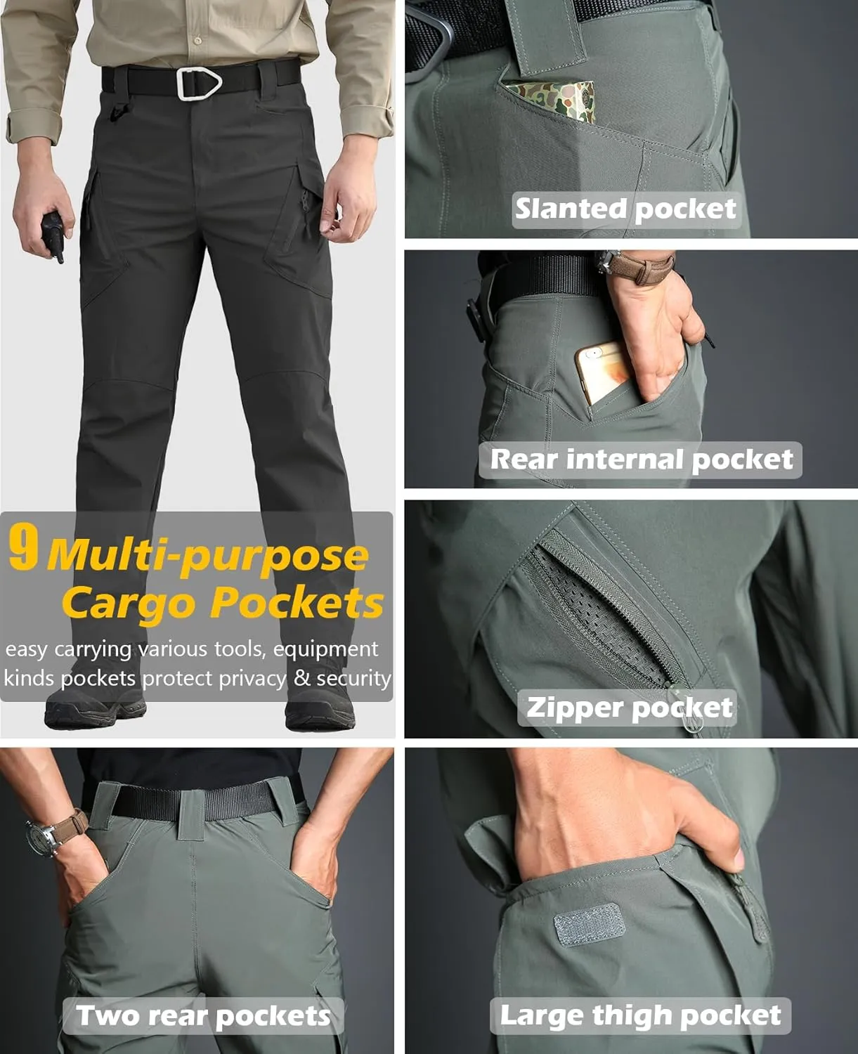 ReFire Gear Men's Quick Dry Tactical Pants Summer Lightweight Outdoor Hiking Cargo Trousers