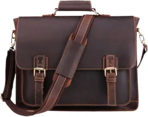 Retro Mens Laptop Bags Handbags Briefcases Genuine Leather Messenger Shoulder Bags Casual Daypacks