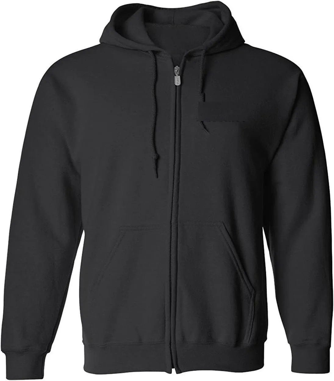 RYNO GEAR Men's Security Guard Silkscreen Front & Back Black Full Zip Hoodie, Fleece Hoodie.