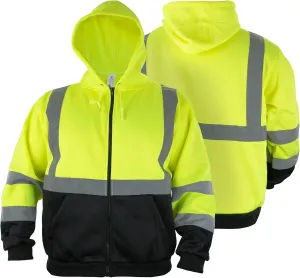 RYNO GEAR Men's Security Guard Silkscreen Front & Back Black Full Zip Hoodie, Fleece Hoodie.