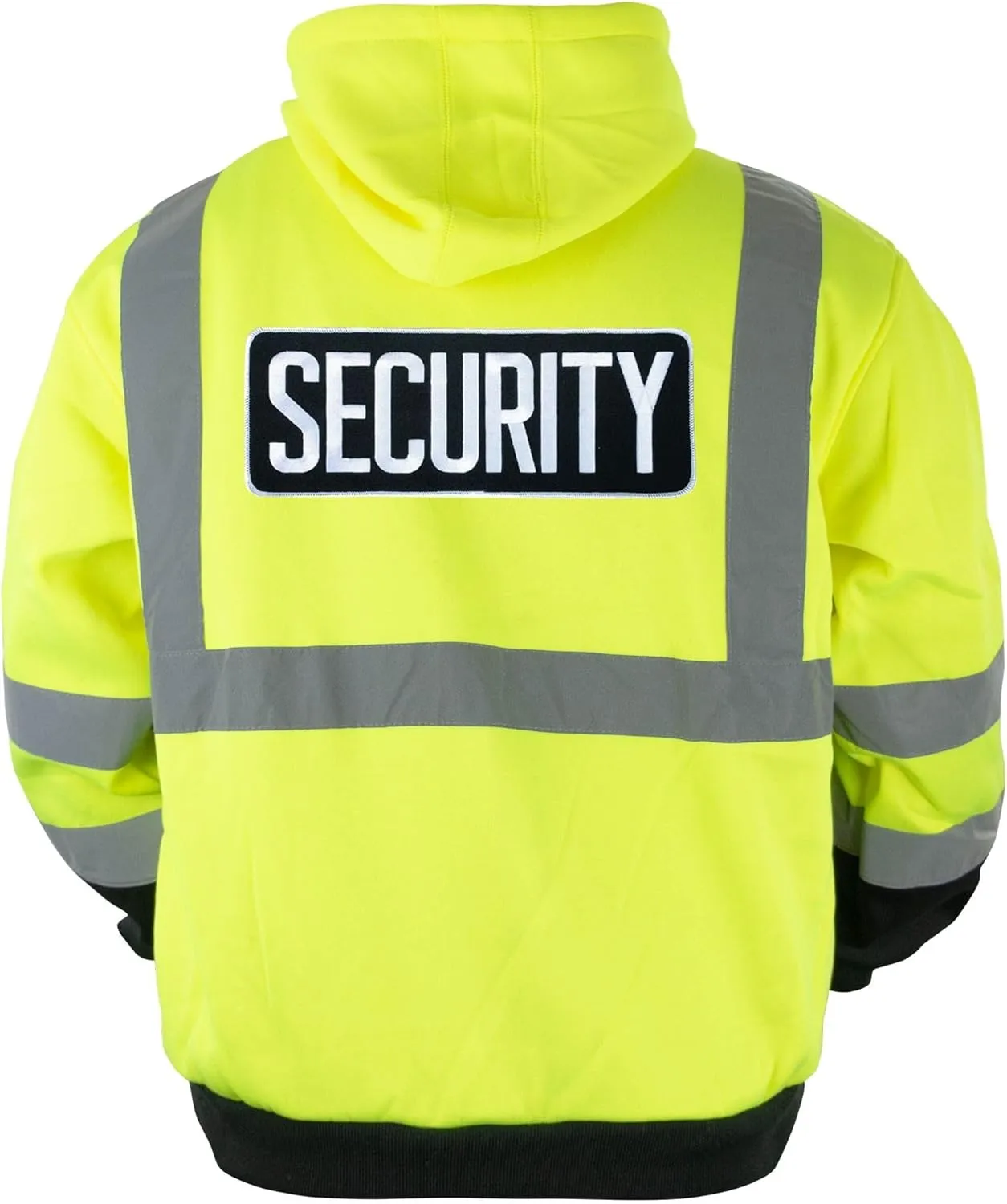 RYNO GEAR Men's Security Guard Silkscreen Front & Back Black Full Zip Hoodie, Fleece Hoodie.