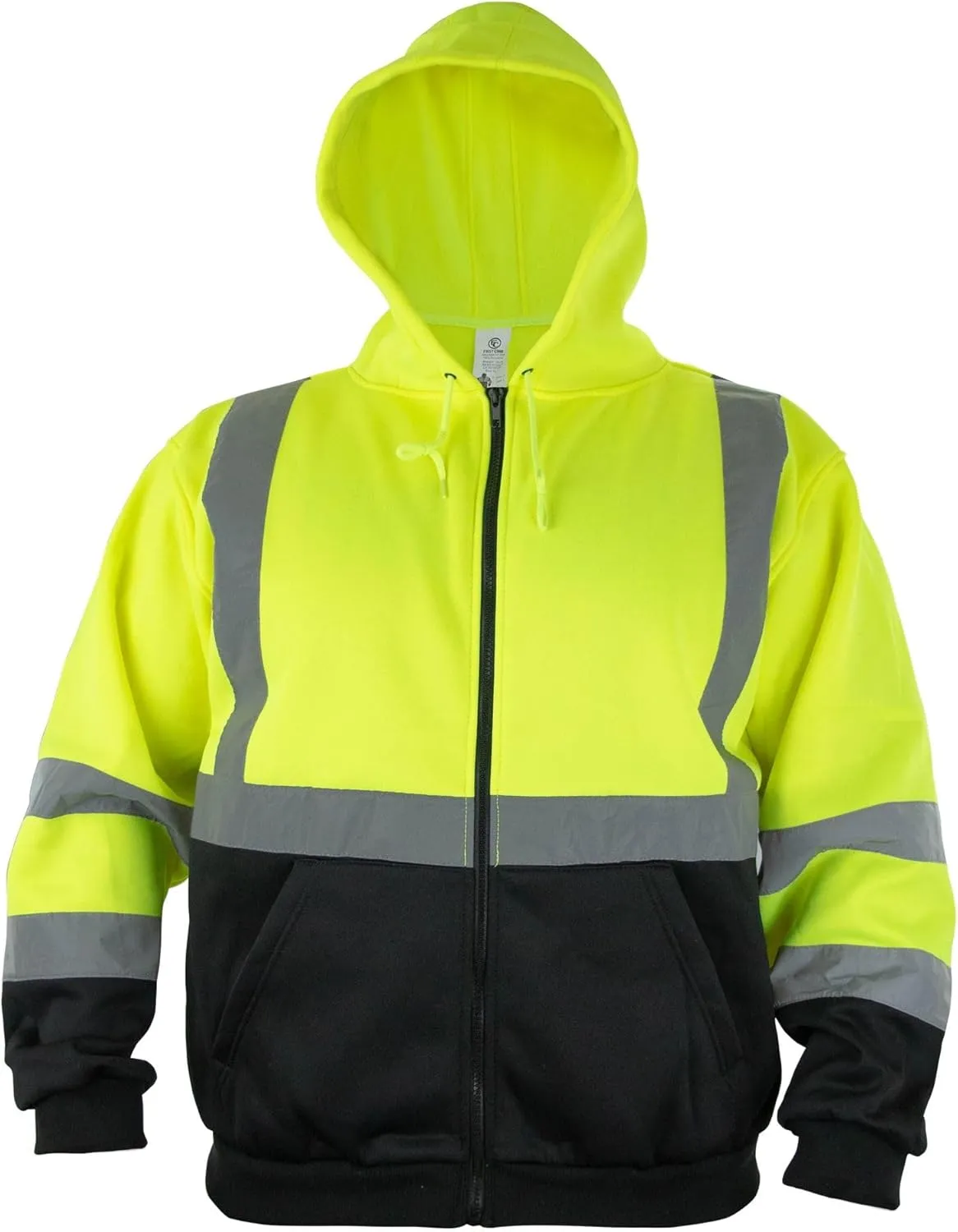 RYNO GEAR Men's Security Guard Silkscreen Front & Back Black Full Zip Hoodie, Fleece Hoodie.