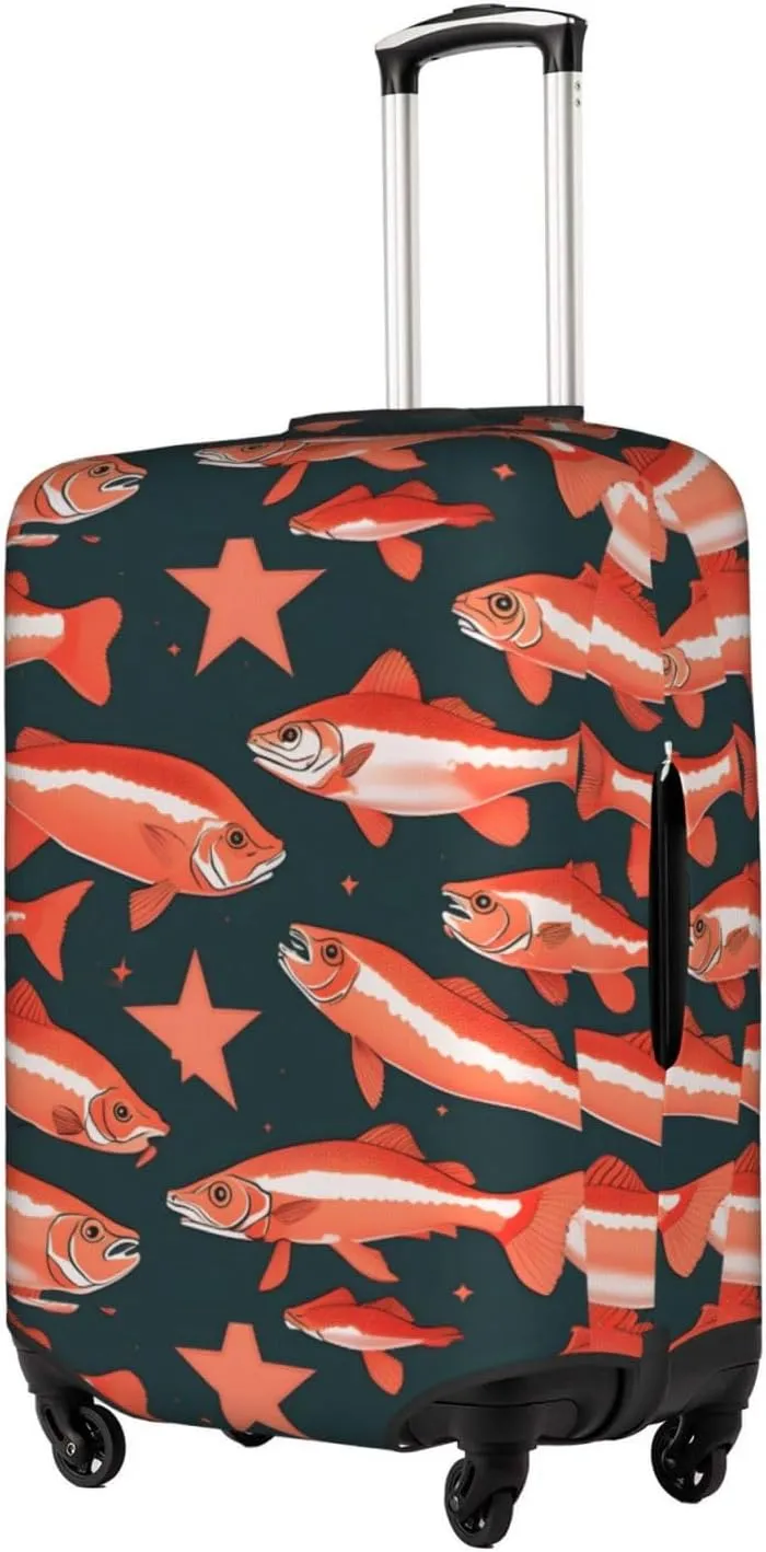 Salmon Print Washable Suitcase Cover Protective Luggage Cover Anti Scratch Travel Gear Protector