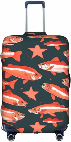Salmon Print Washable Suitcase Cover Protective Luggage Cover Anti Scratch Travel Gear Protector