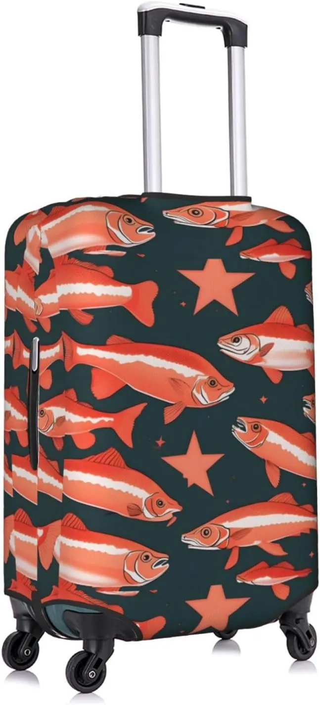 Salmon Print Washable Suitcase Cover Protective Luggage Cover Anti Scratch Travel Gear Protector
