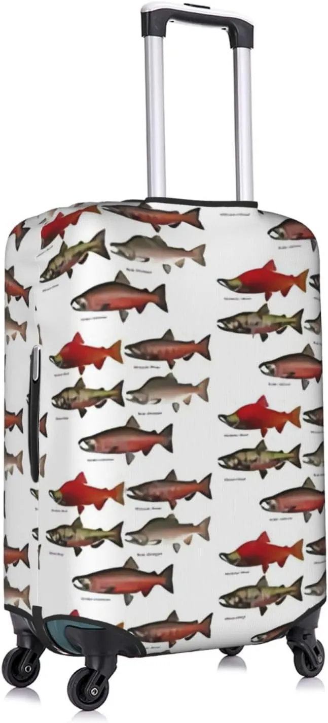Salmon Print Washable Suitcase Cover Protective Luggage Cover Anti Scratch Travel Gear Protector