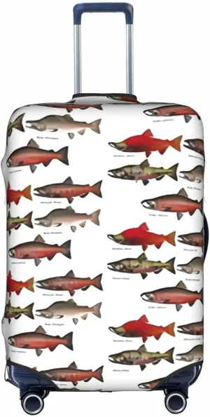 Salmon Print Washable Suitcase Cover Protective Luggage Cover Anti Scratch Travel Gear Protector