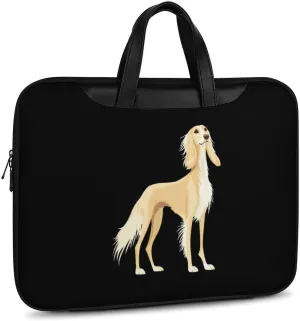 Saluki Dog Leather Bag Laptop Case Slim Water Resistant Computer Bags with Handle Briefcase for Work