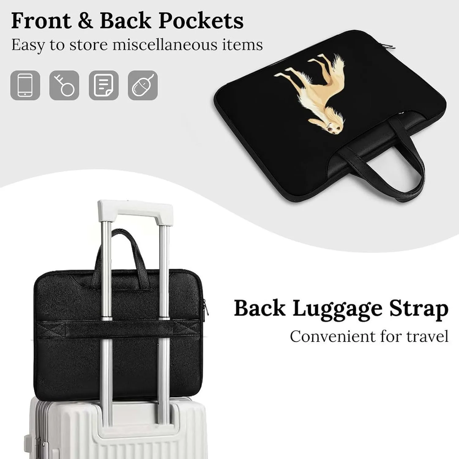 Saluki Dog Leather Bag Laptop Case Slim Water Resistant Computer Bags with Handle Briefcase for Work