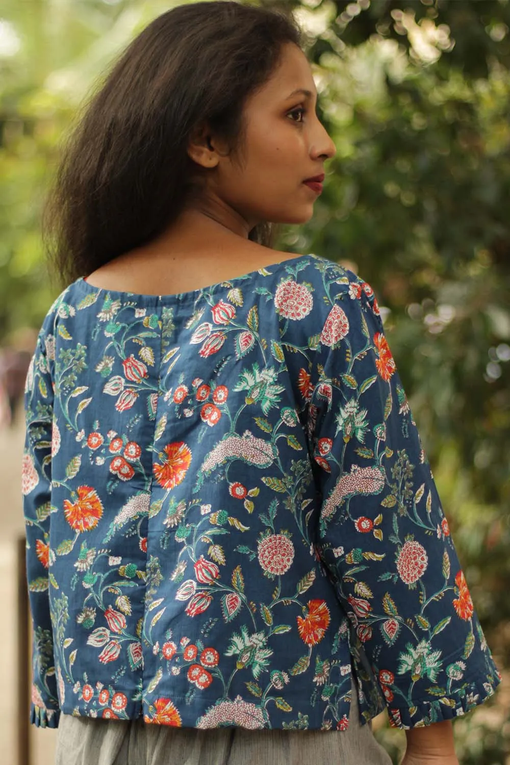 Sanganeri Crop Top- Lapis Florals