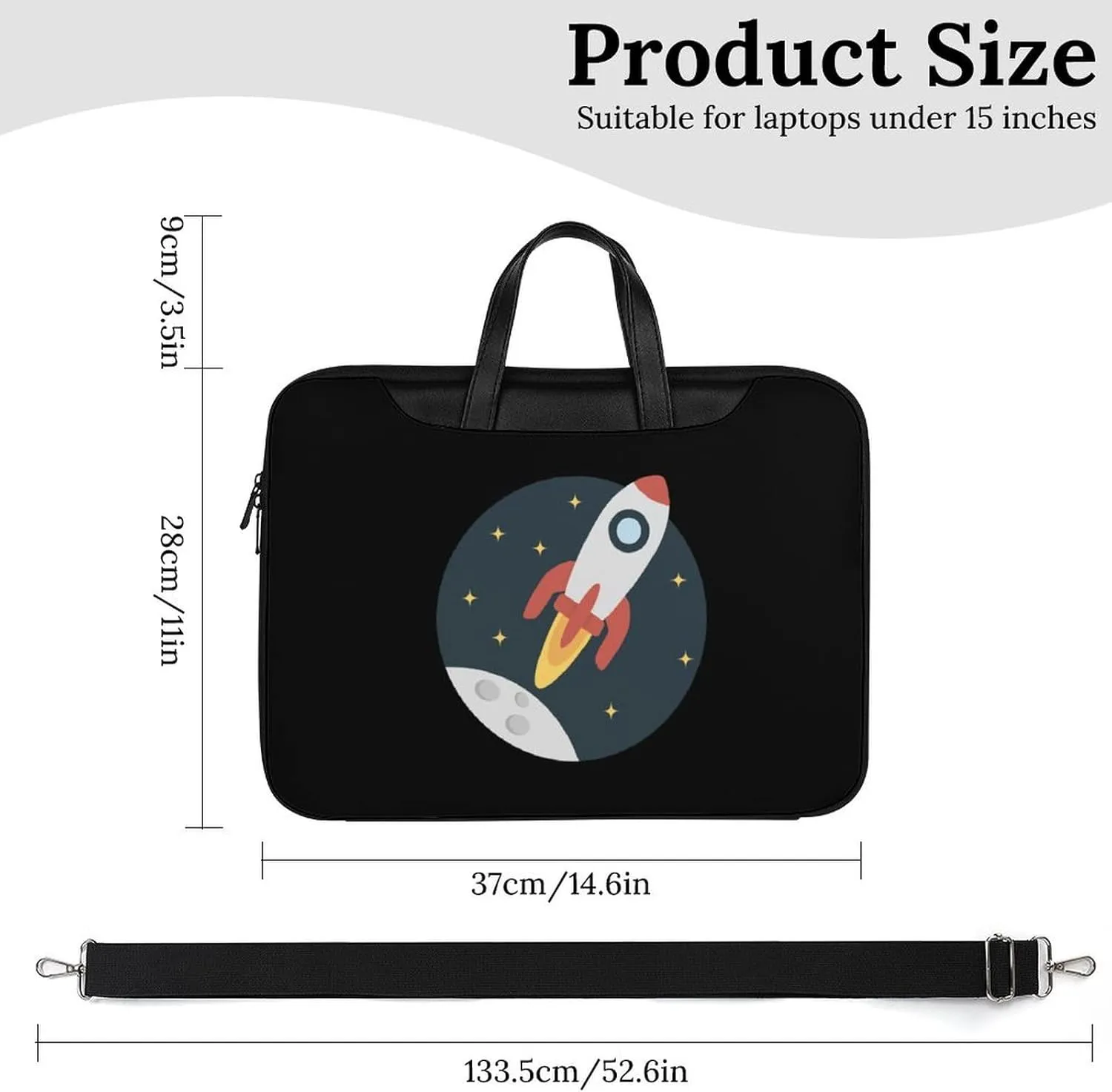 Sapce Rocket Leather Bag Laptop Case Slim Water Resistant Computer Bags with Handle Briefcase for Work