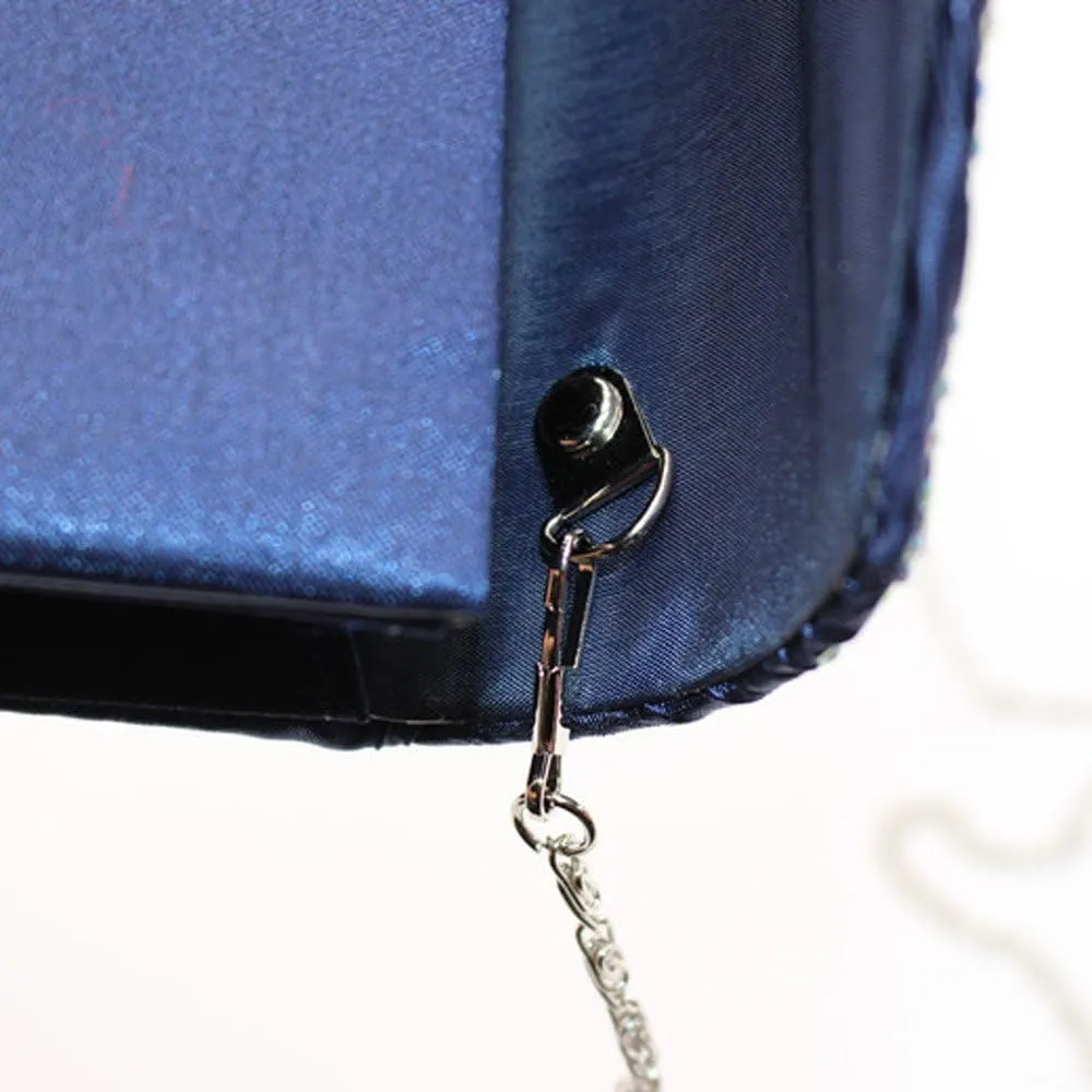 Satin Party Large Clutch Ladies Bag Ladies Evening Bag Envelope Diamante Bags Small Shoulder Bags for (Blue, One Size)