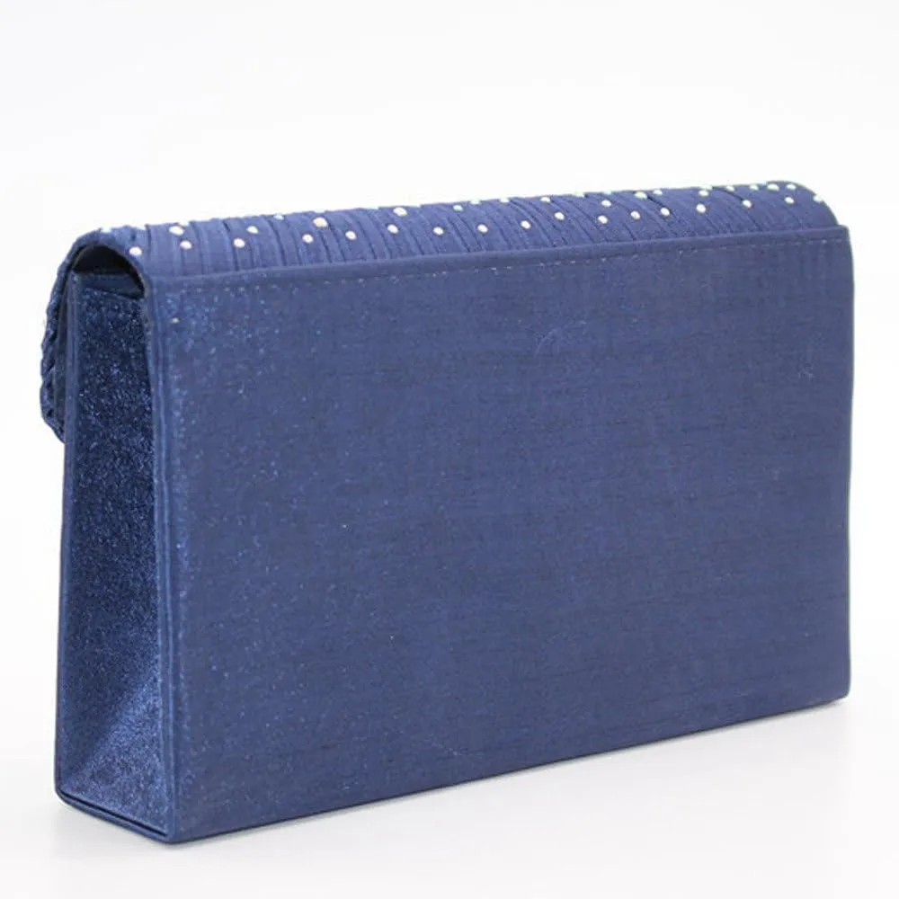 Satin Party Large Clutch Ladies Bag Ladies Evening Bag Envelope Diamante Bags Small Shoulder Bags for (Blue, One Size)