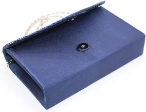 Satin Party Large Clutch Ladies Bag Ladies Evening Bag Envelope Diamante Bags Small Shoulder Bags for (Blue, One Size)