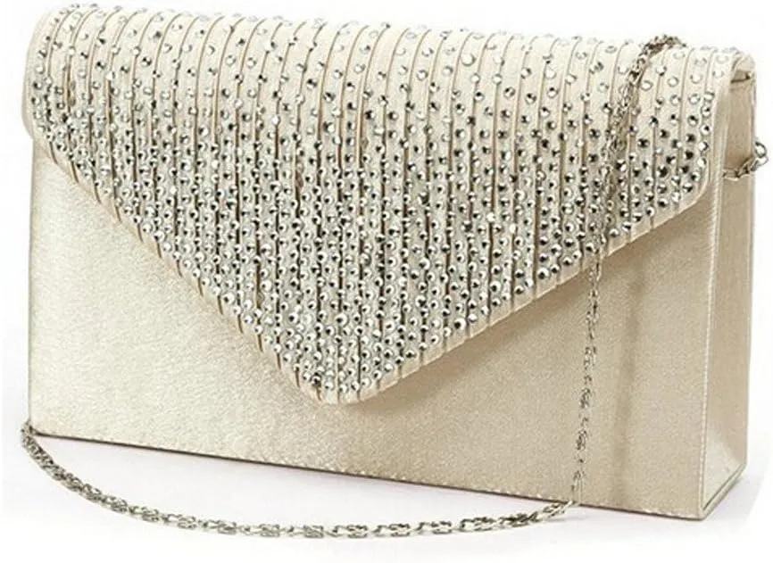 Satin Party Large Clutch Ladies Bag Ladies Evening Bag Envelope Diamante Bags Small Shoulder Bags for Men (One Size)