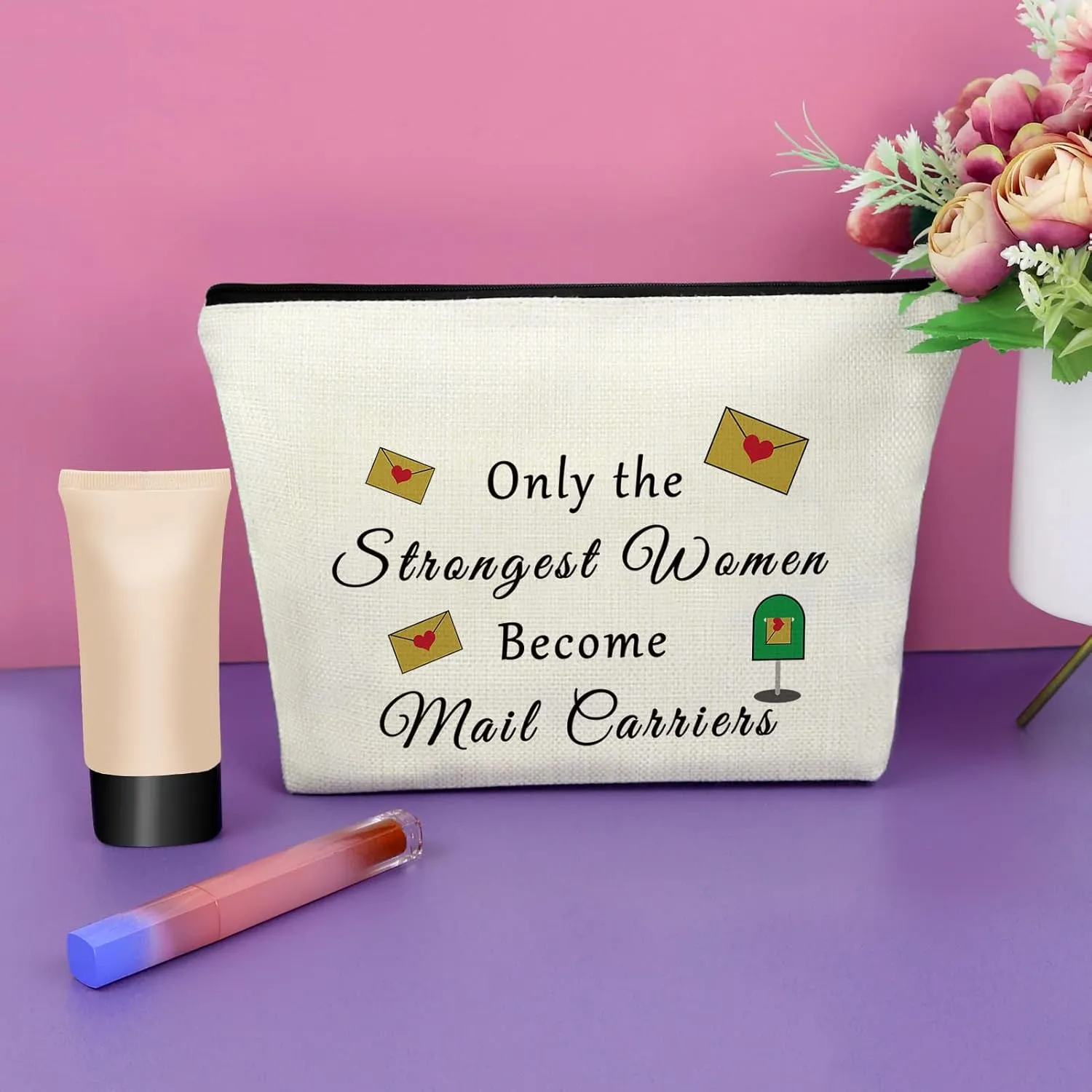 Sazuwu Mail Carrier Lady's Makeup Bag - Thank You Gift for Her, Post Office Gift, Cosmetic Bag, Travel Pouch
