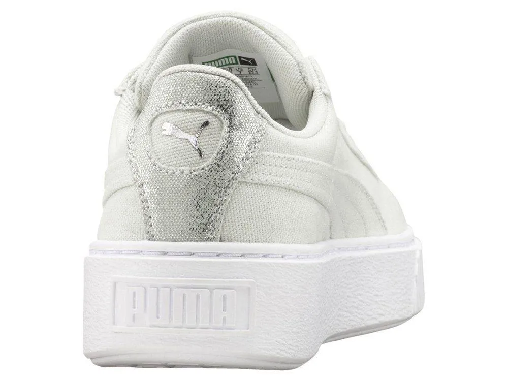 Scarpe Platform Canvas Donna Blue Flower/Silver