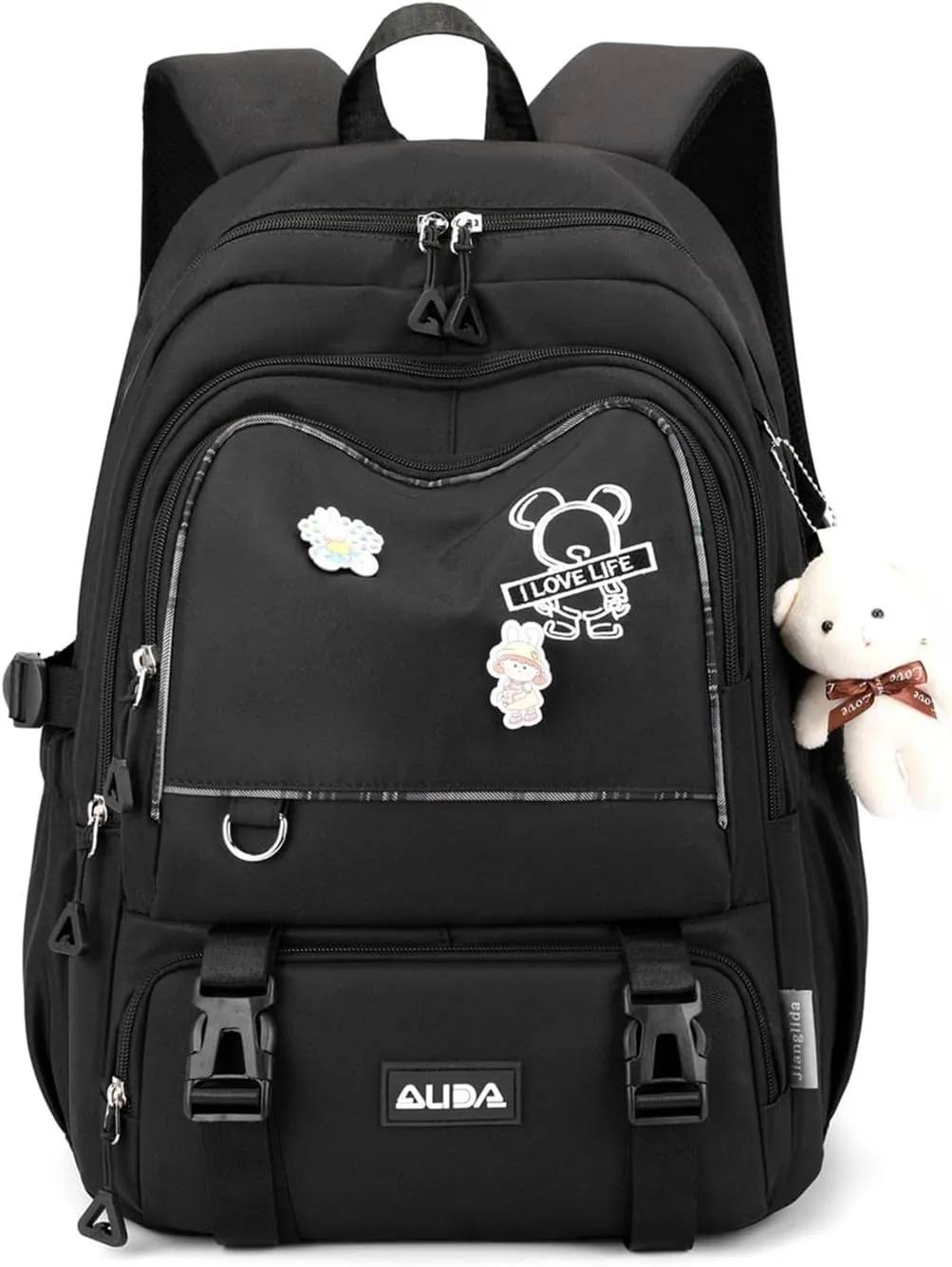 School Bags for Girls,Elementary Middle School Students Bookbag, Kids Backpack with Pendent&Pins Outdoor Backpacks for Girls
