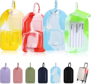 Set of 4 Luggage Tags Suitcase Tag Travel Essentials Privacy Cover ID Label with Removable Carabiner & Address Card for Travel Bag Suitcase(Gradient Colours)