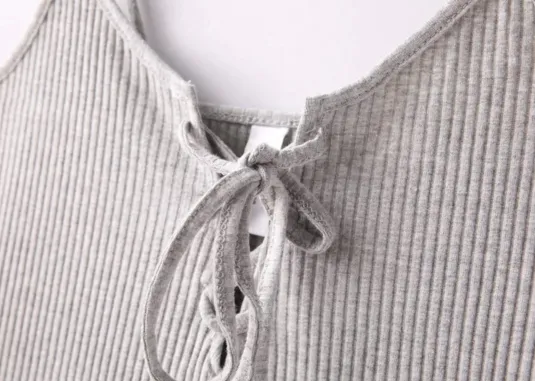 Sexy little chest straps tying slits TOPS