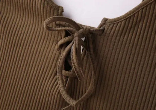 Sexy little chest straps tying slits TOPS