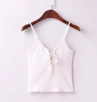 Sexy little chest straps tying slits TOPS