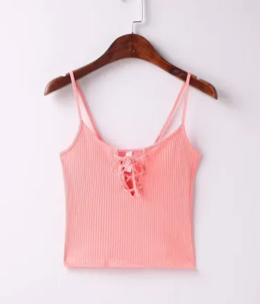 Sexy little chest straps tying slits TOPS