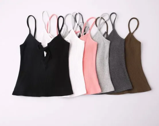 Sexy little chest straps tying slits TOPS