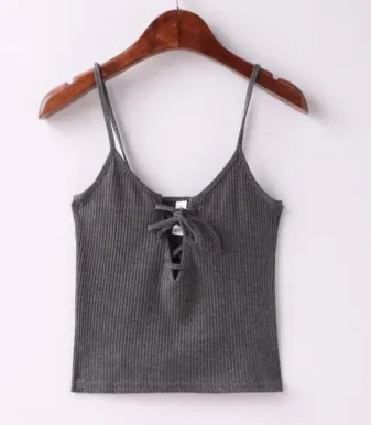 Sexy little chest straps tying slits TOPS