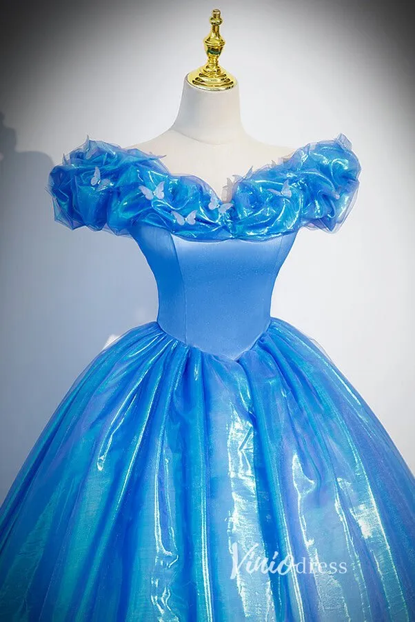 Shimmering Blue Off the Shoulder Quinceanera Dresses FD3535