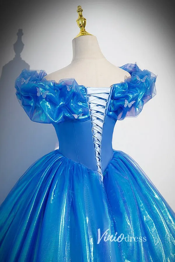 Shimmering Blue Off the Shoulder Quinceanera Dresses FD3535