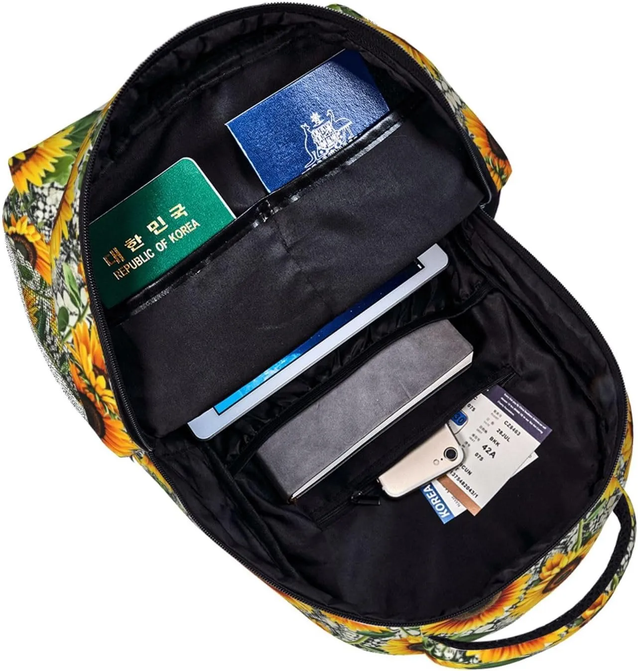 Snake Sunflower Backpack Adjustable Shoulder Bag 15 Inch Laptop Backpacks for Travel Hiking Outdoor