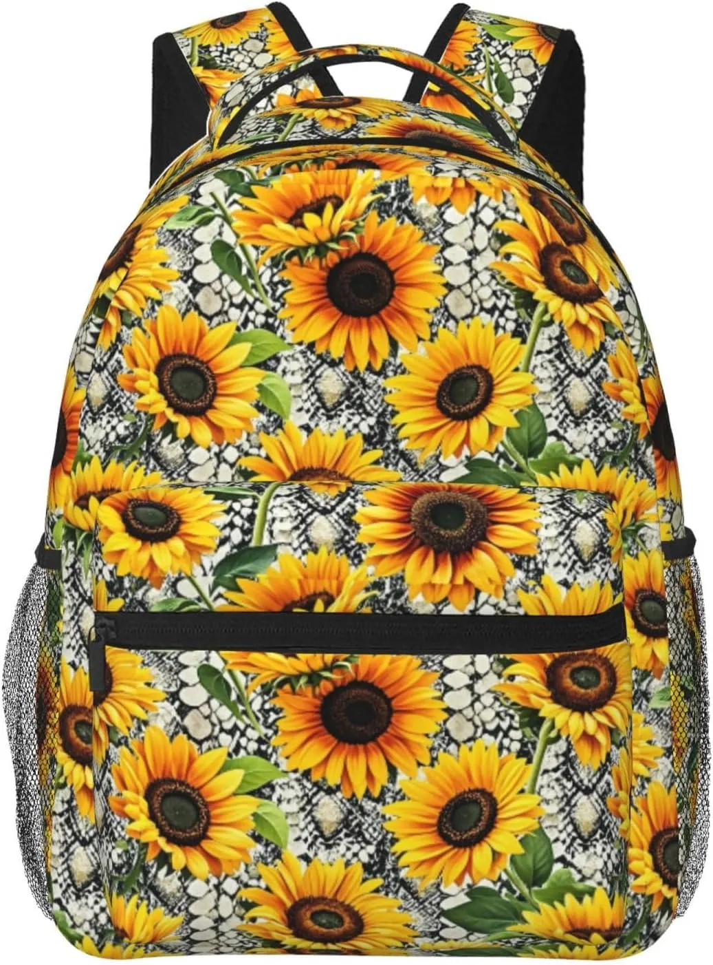 Snake Sunflower Backpack Adjustable Shoulder Bag 15 Inch Laptop Backpacks for Travel Hiking Outdoor
